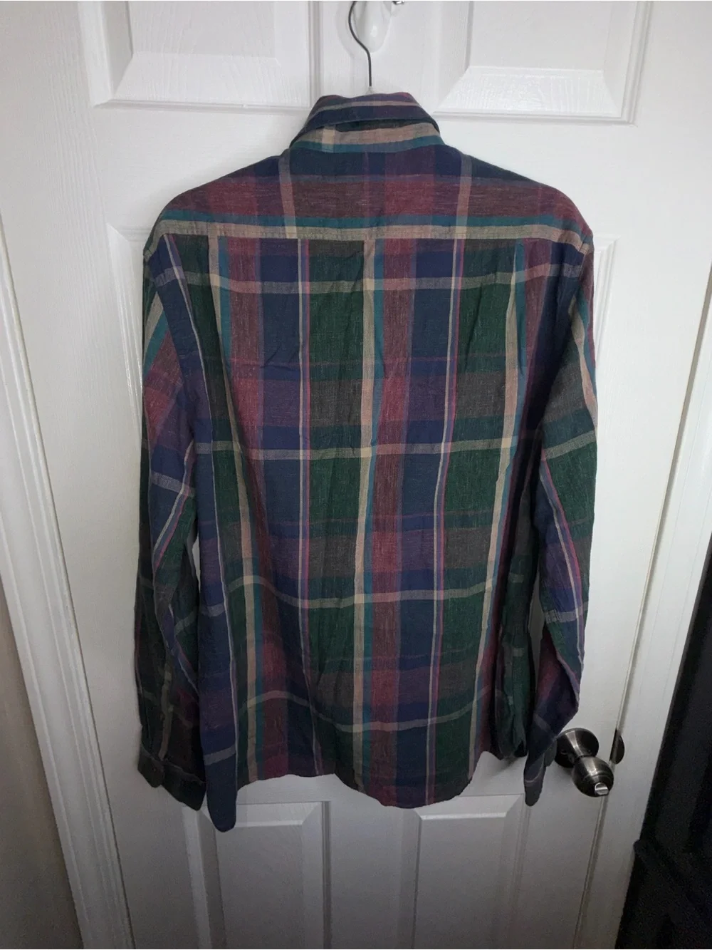 J.Crew Mens Large Long Sleeve Button Up Shirt Slim Fit L Plaid Cotton Casual